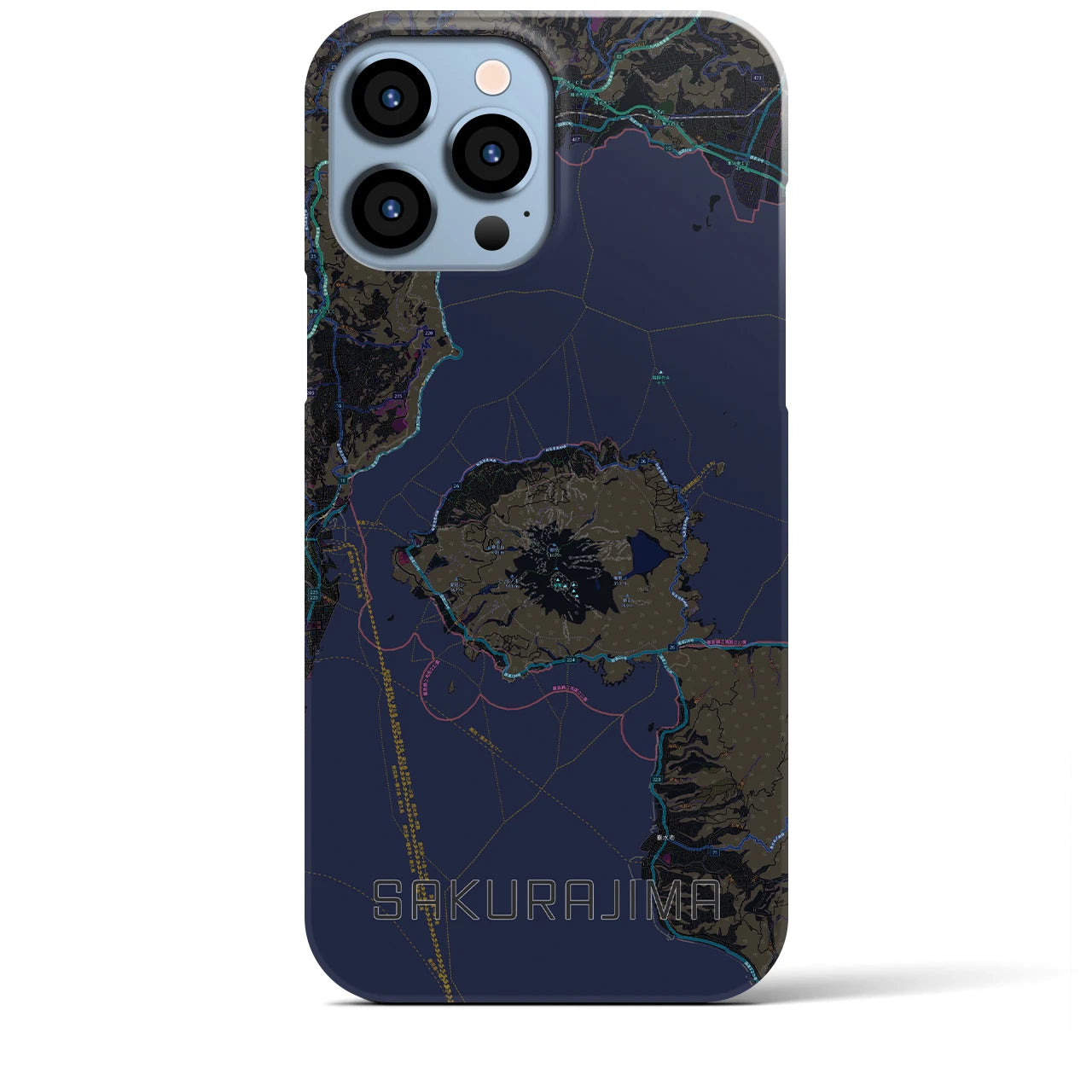 【桜島（鹿児島県）】地図柄iPhoneケース（バックカバータイプ）