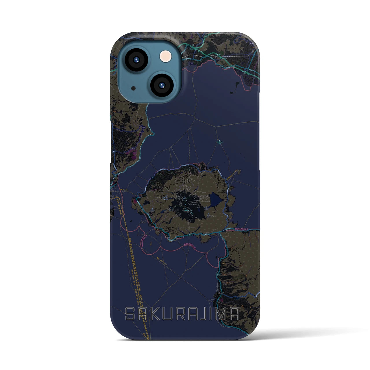 【桜島（鹿児島県）】地図柄iPhoneケース（バックカバータイプ）
