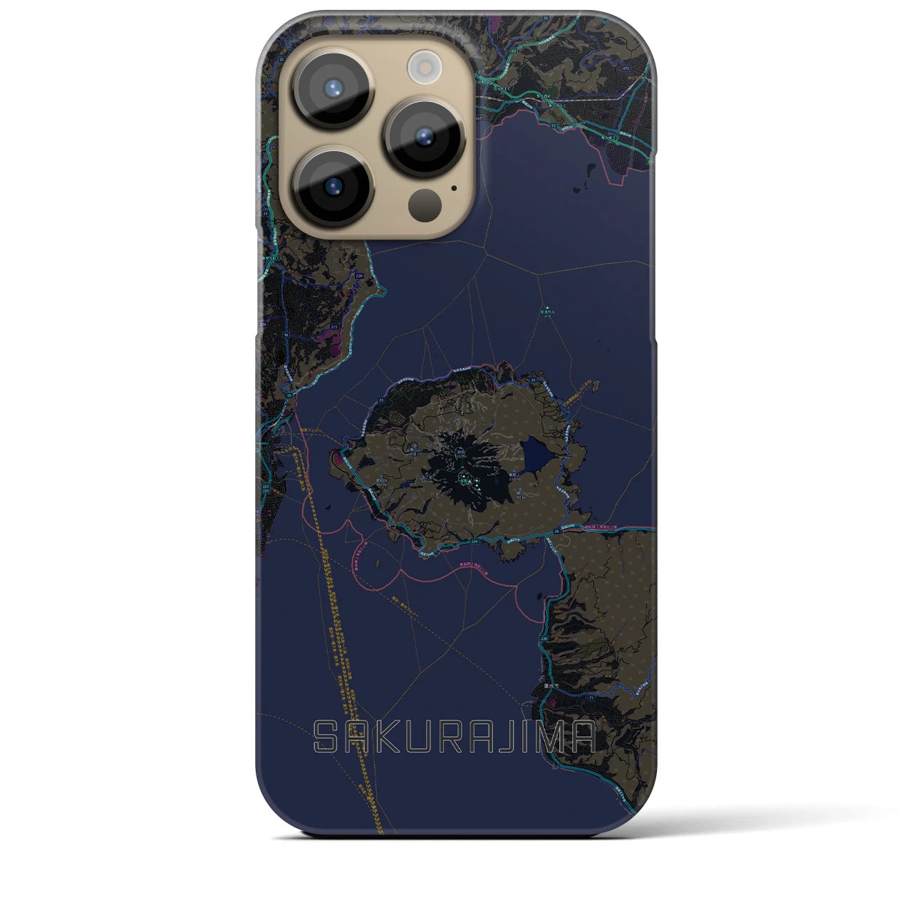 【桜島（鹿児島県）】地図柄iPhoneケース（バックカバータイプ）