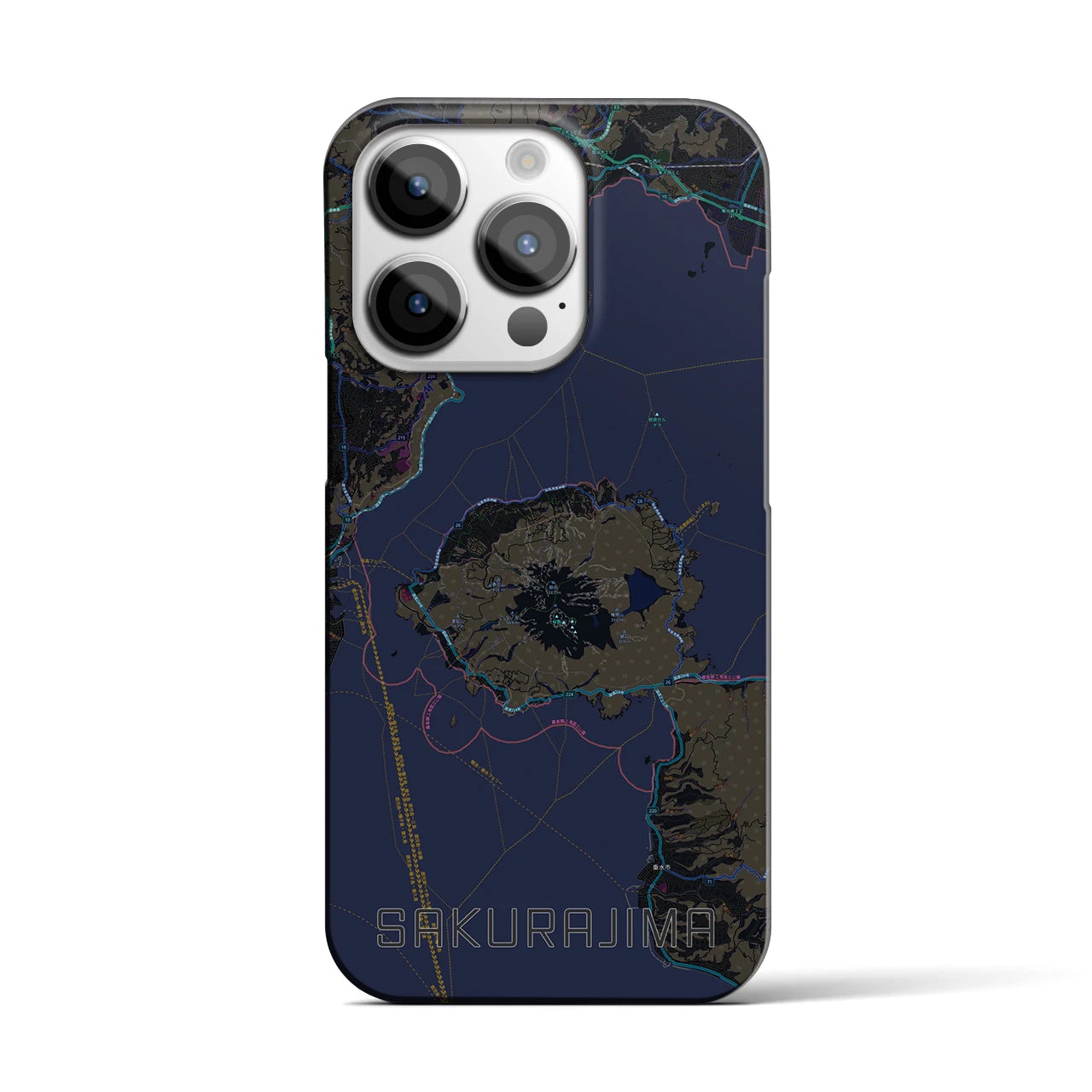 【桜島（鹿児島県）】地図柄iPhoneケース（バックカバータイプ）