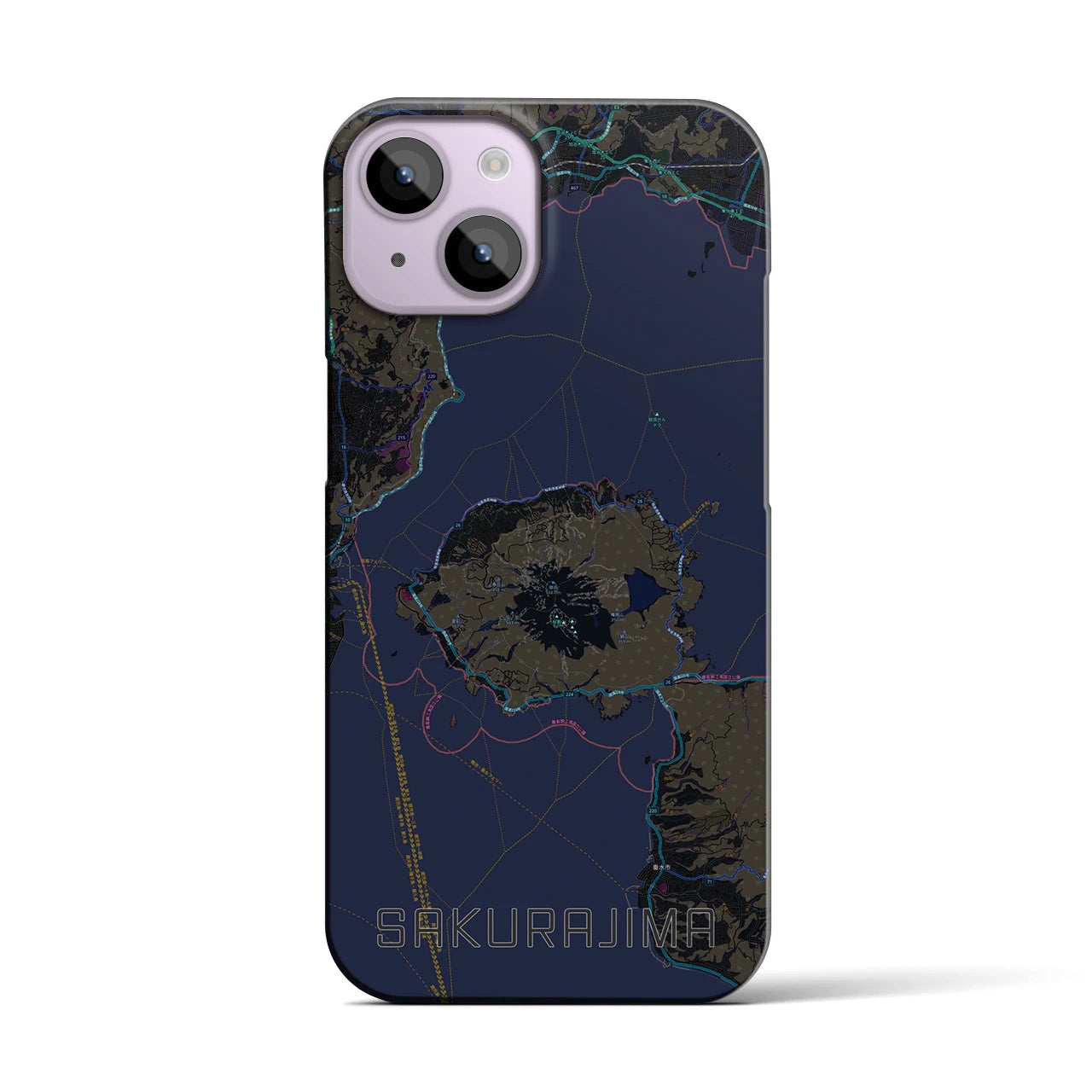 【桜島（鹿児島県）】地図柄iPhoneケース（バックカバータイプ）