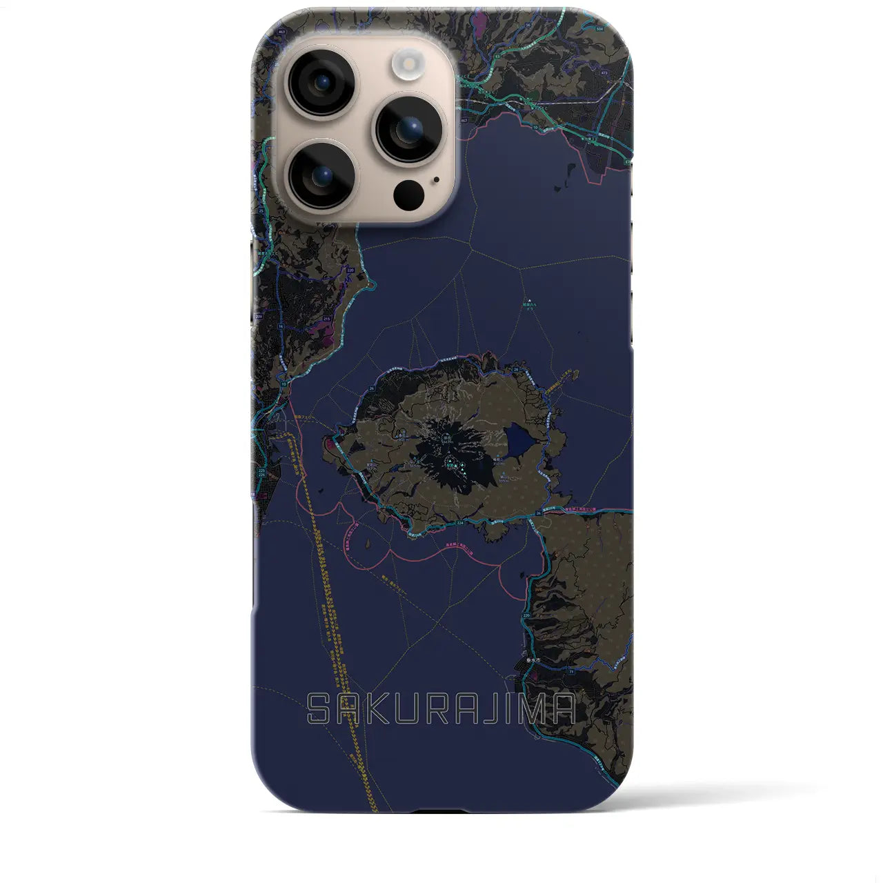 【桜島（鹿児島県）】地図柄iPhoneケース（バックカバータイプ）