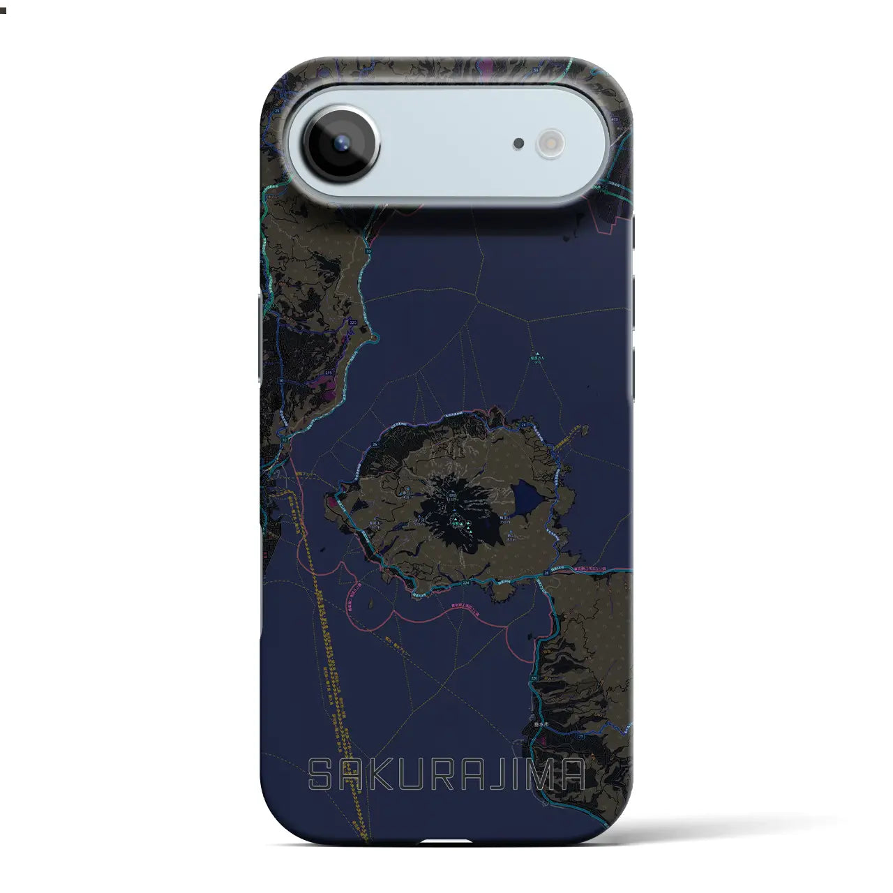 【桜島（鹿児島県）】地図柄iPhoneケース（バックカバータイプ）