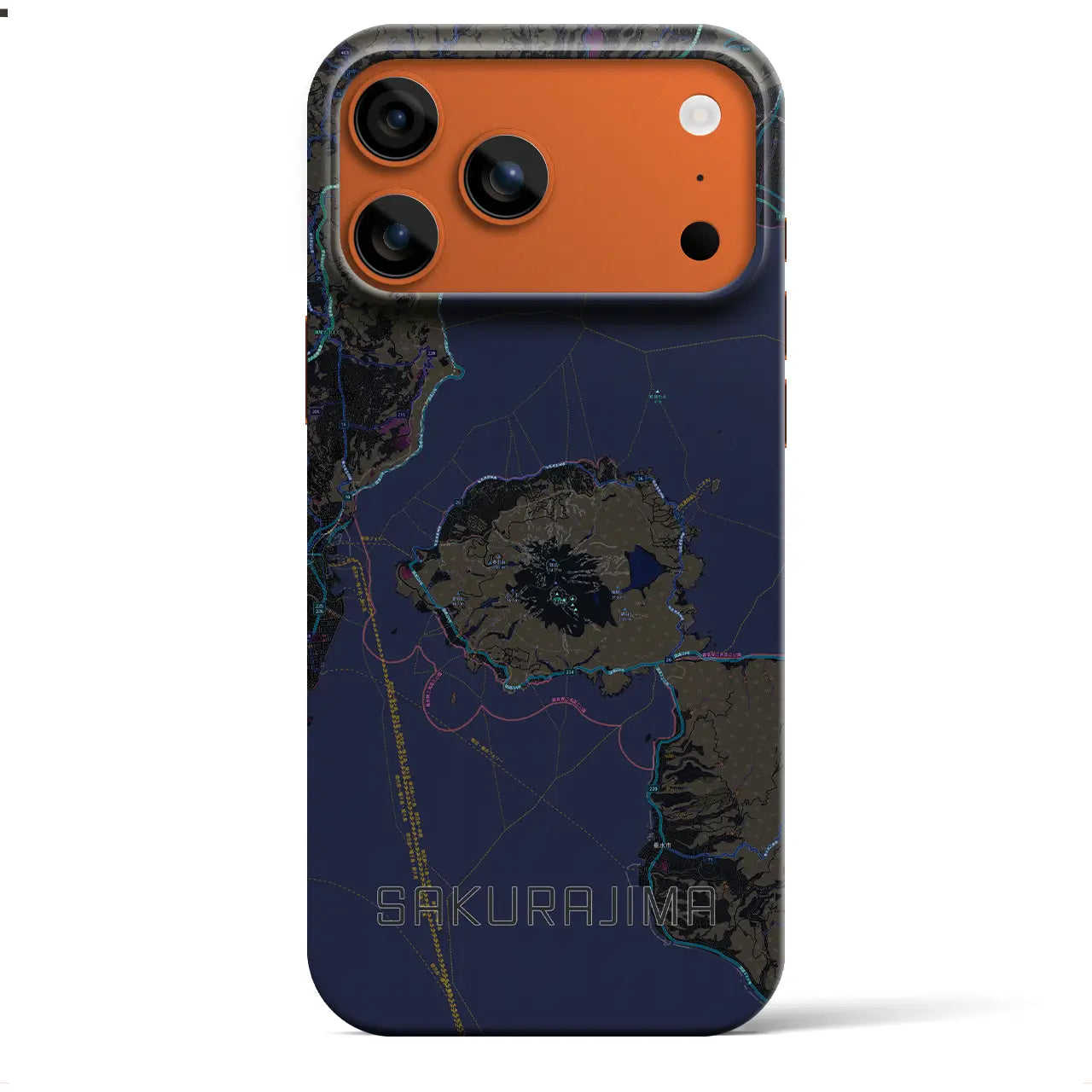 【桜島（鹿児島県）】地図柄iPhoneケース（バックカバータイプ）