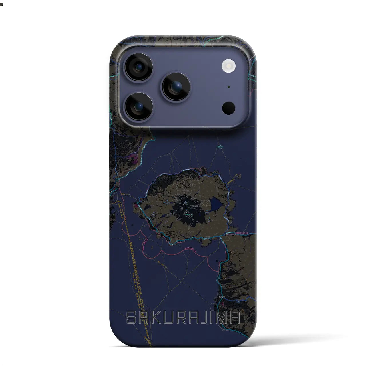 【桜島（鹿児島県）】地図柄iPhoneケース（バックカバータイプ）