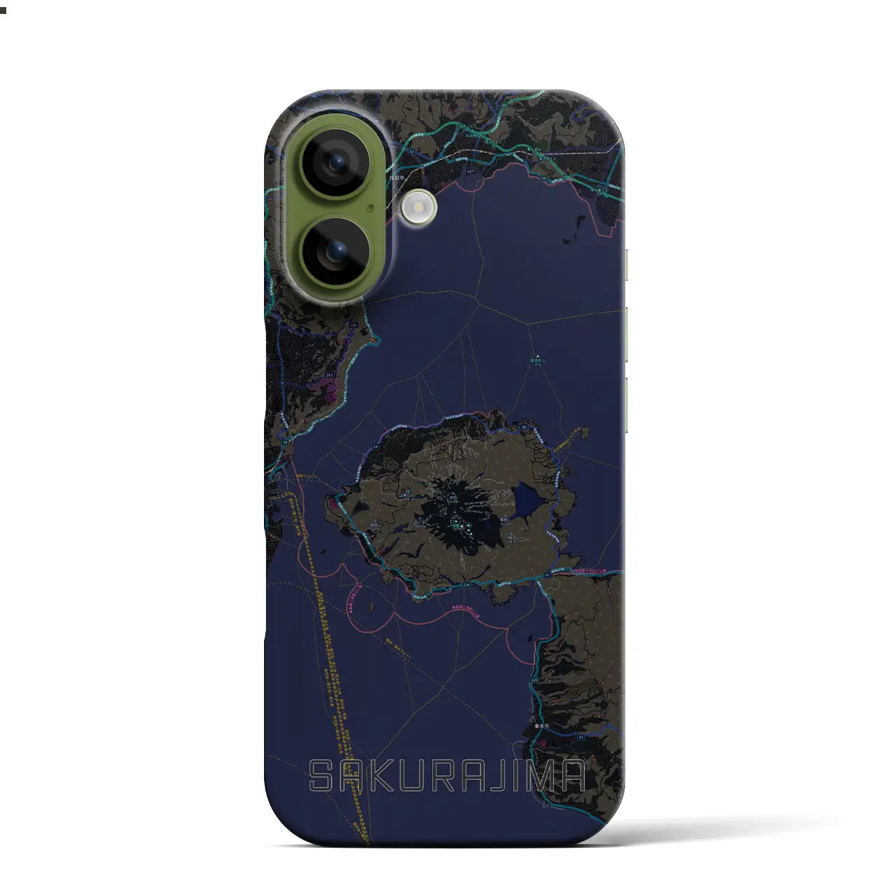 【桜島（鹿児島県）】地図柄iPhoneケース（バックカバータイプ）