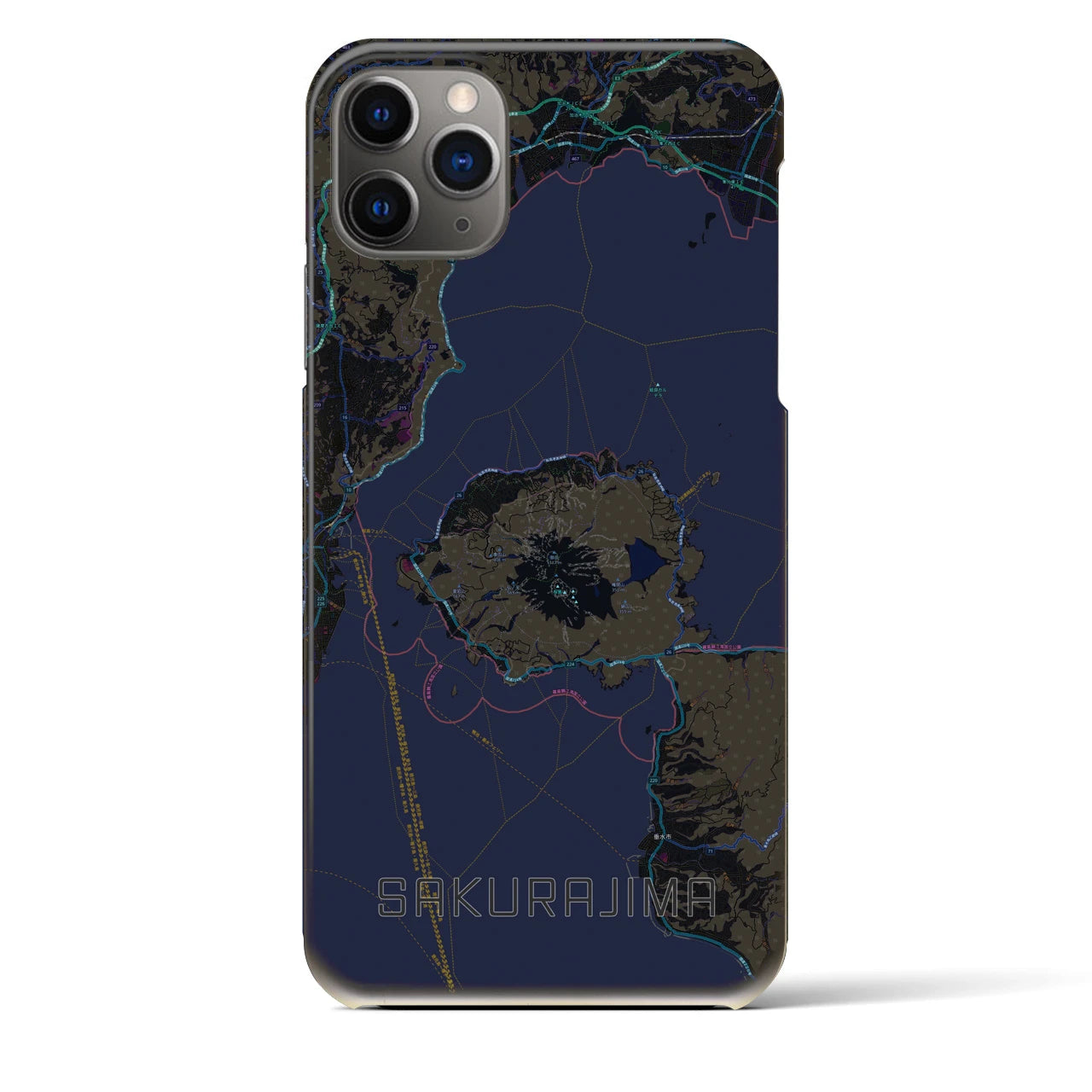 【桜島（鹿児島県）】地図柄iPhoneケース（バックカバータイプ）