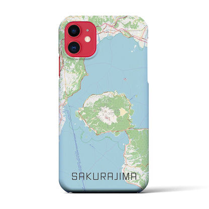 【桜島（鹿児島県）】地図柄iPhoneケース（バックカバータイプ）