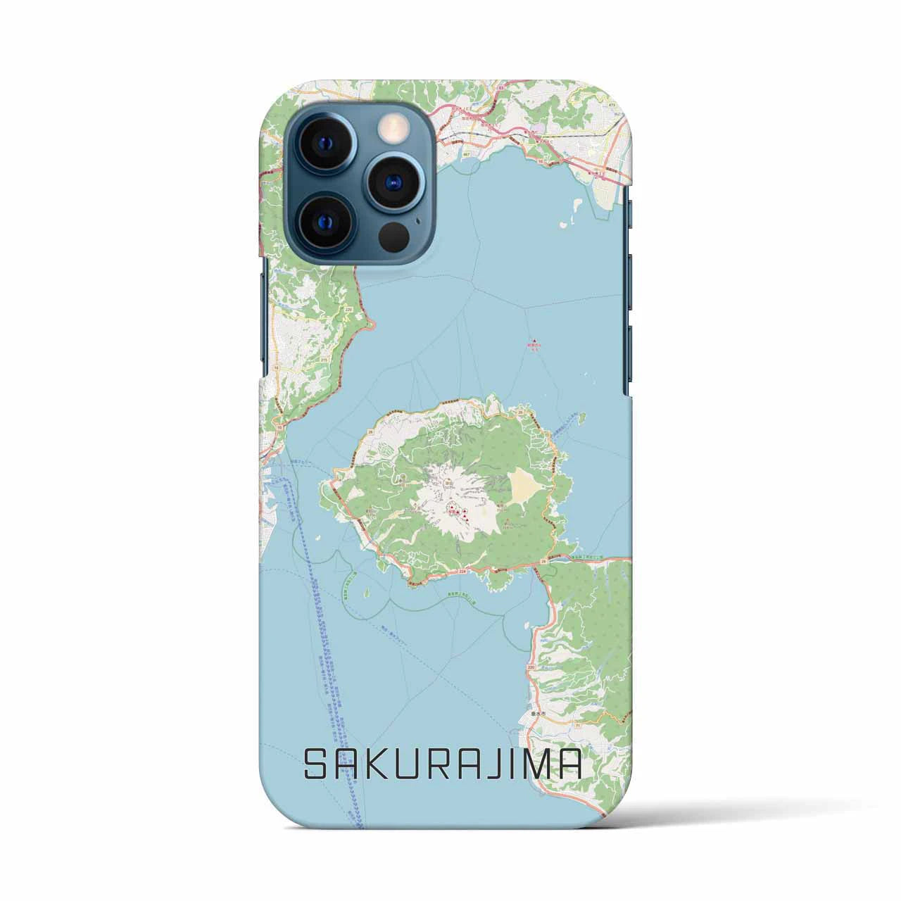 【桜島（鹿児島県）】地図柄iPhoneケース（バックカバータイプ）