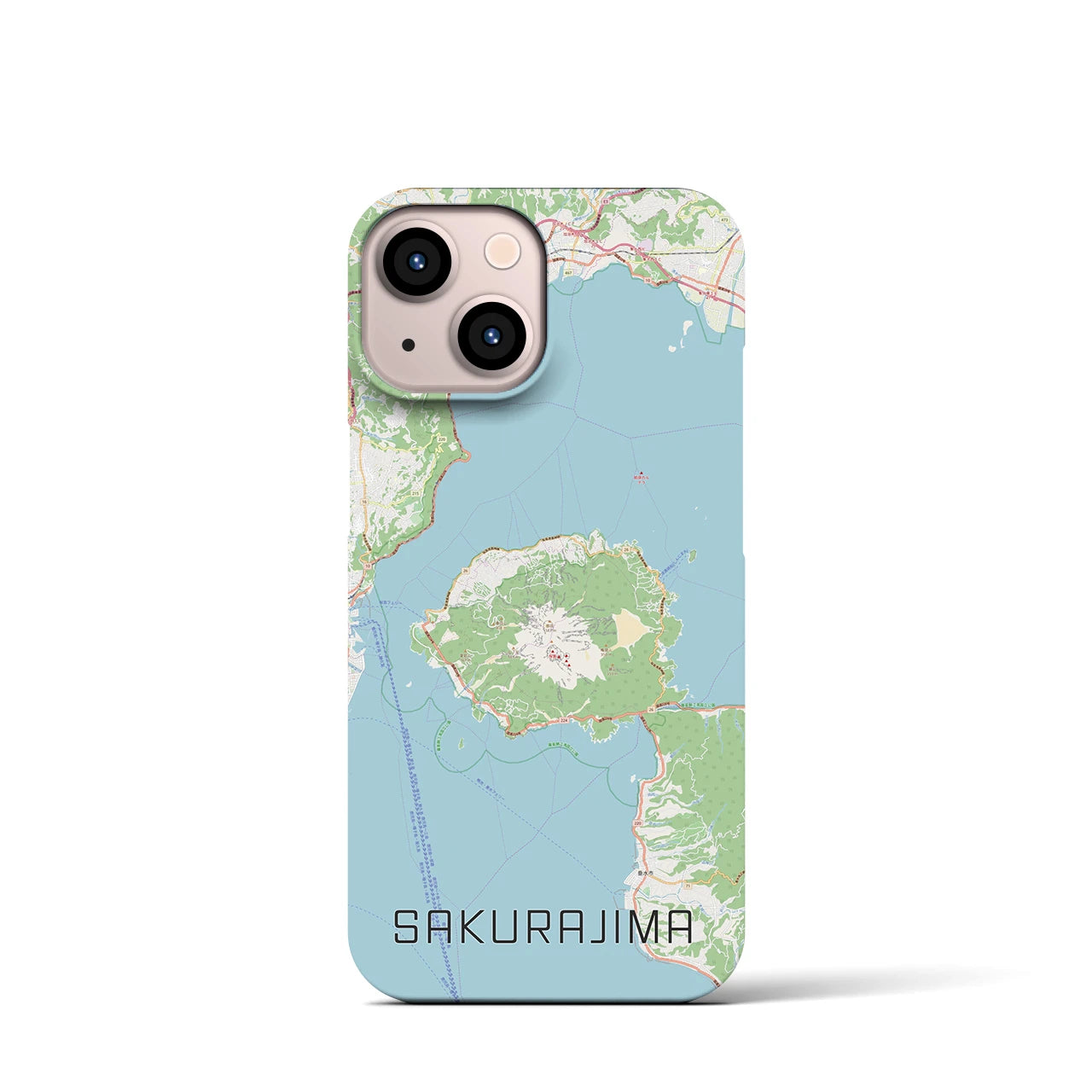 【桜島（鹿児島県）】地図柄iPhoneケース（バックカバータイプ）