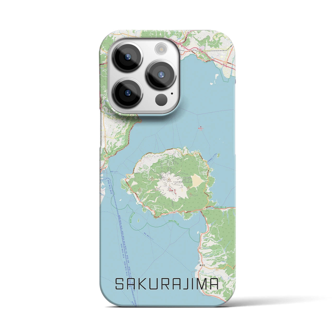 【桜島（鹿児島県）】地図柄iPhoneケース（バックカバータイプ）