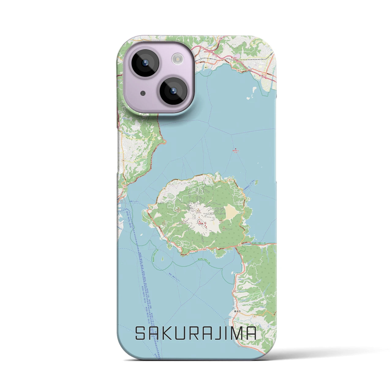 【桜島（鹿児島県）】地図柄iPhoneケース（バックカバータイプ）