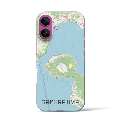【桜島（鹿児島県）】地図柄iPhoneケース（バックカバータイプ）