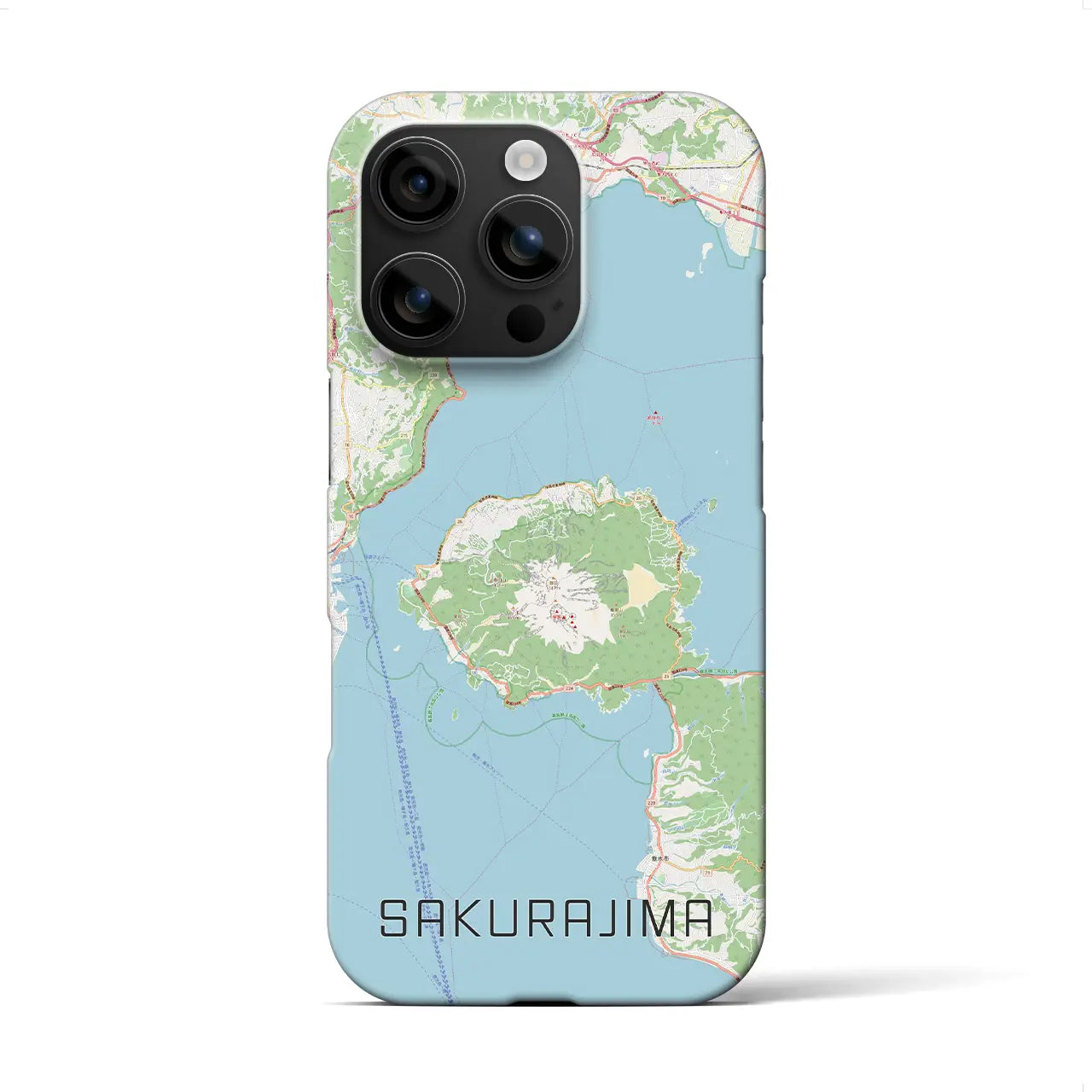 【桜島（鹿児島県）】地図柄iPhoneケース（バックカバータイプ）