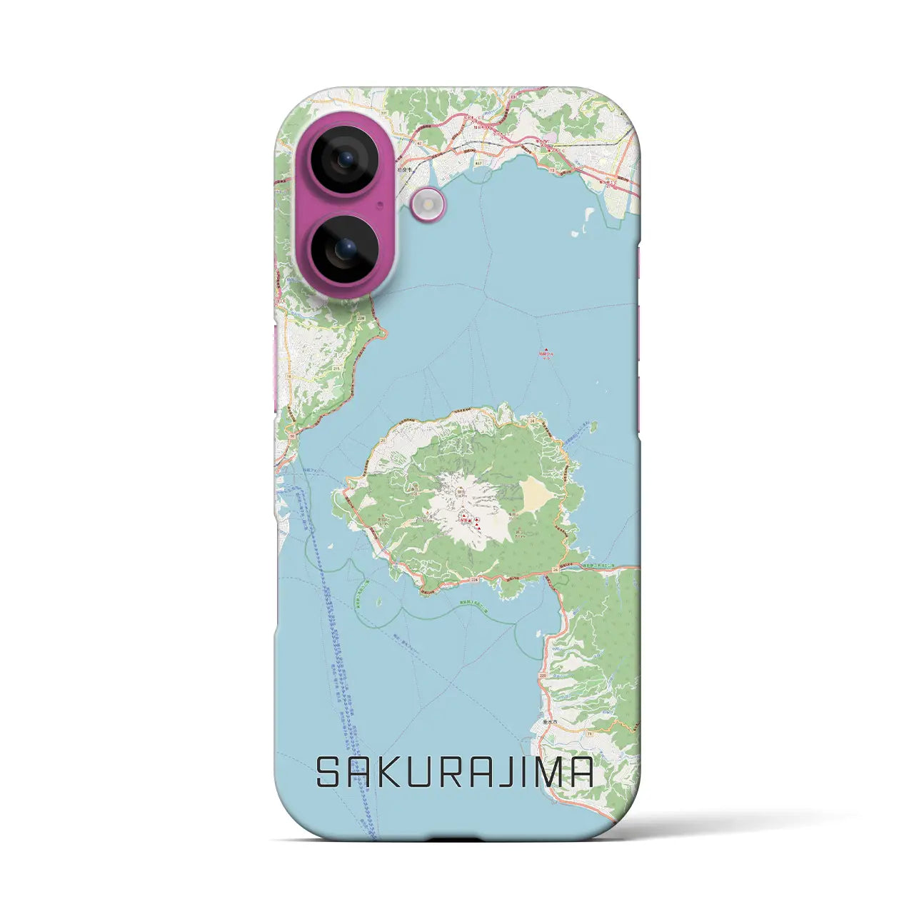 【桜島（鹿児島県）】地図柄iPhoneケース（バックカバータイプ）