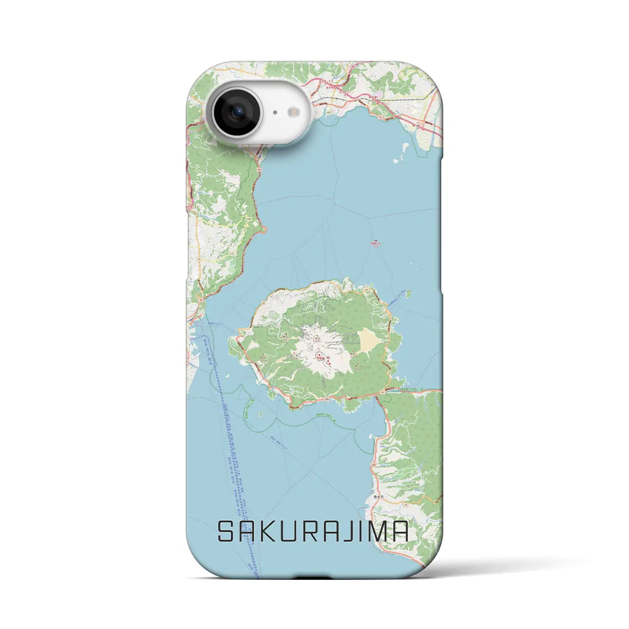 【桜島（鹿児島県）】地図柄iPhoneケース（バックカバータイプ）