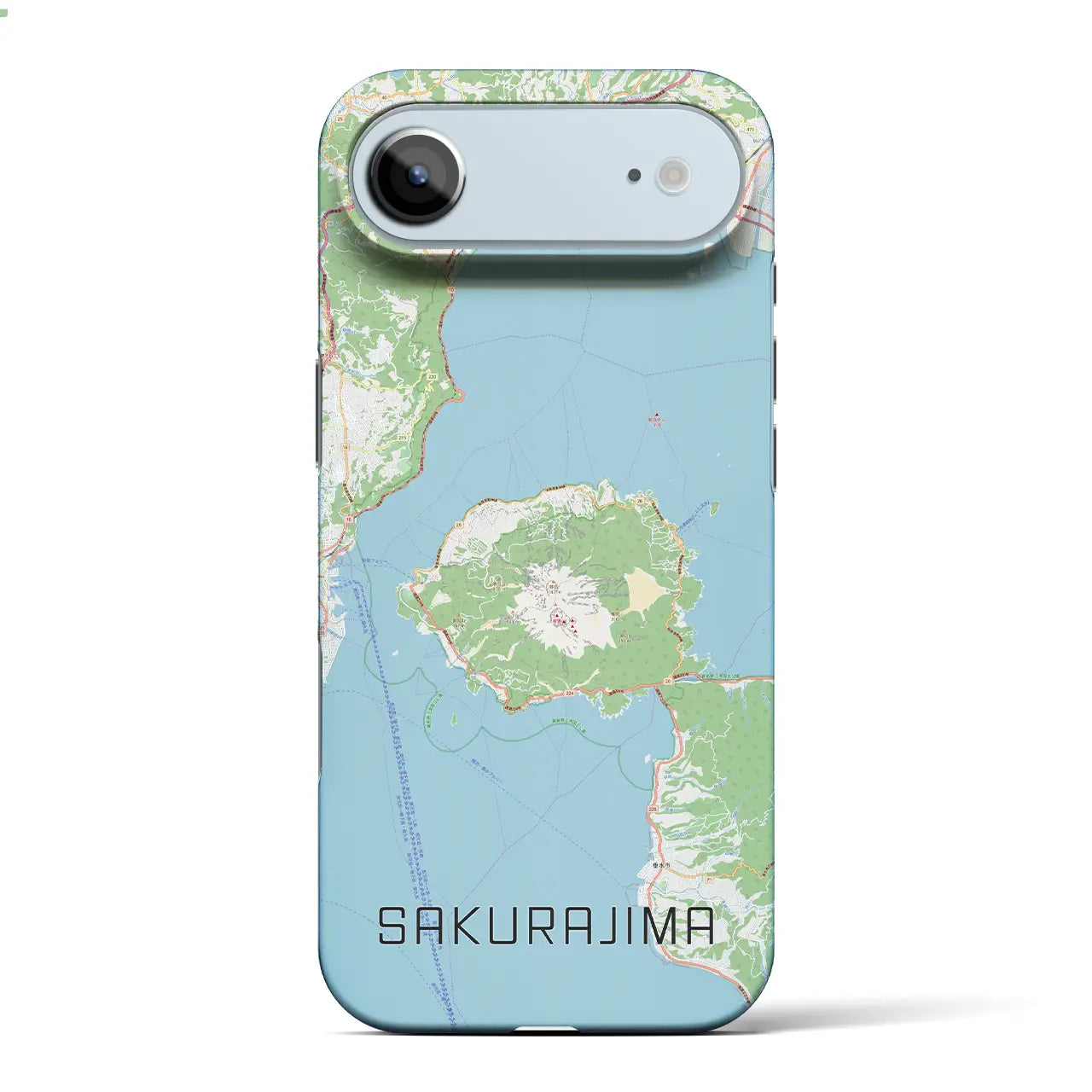 【桜島（鹿児島県）】地図柄iPhoneケース（バックカバータイプ）