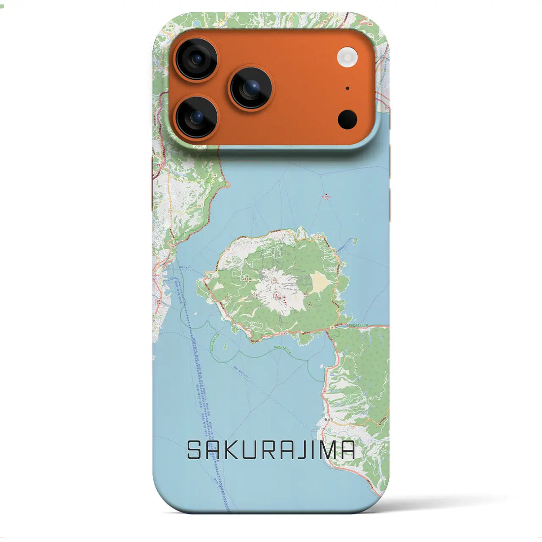 【桜島（鹿児島県）】地図柄iPhoneケース（バックカバータイプ）ブラック・iPhone 17 Pro Max 用
