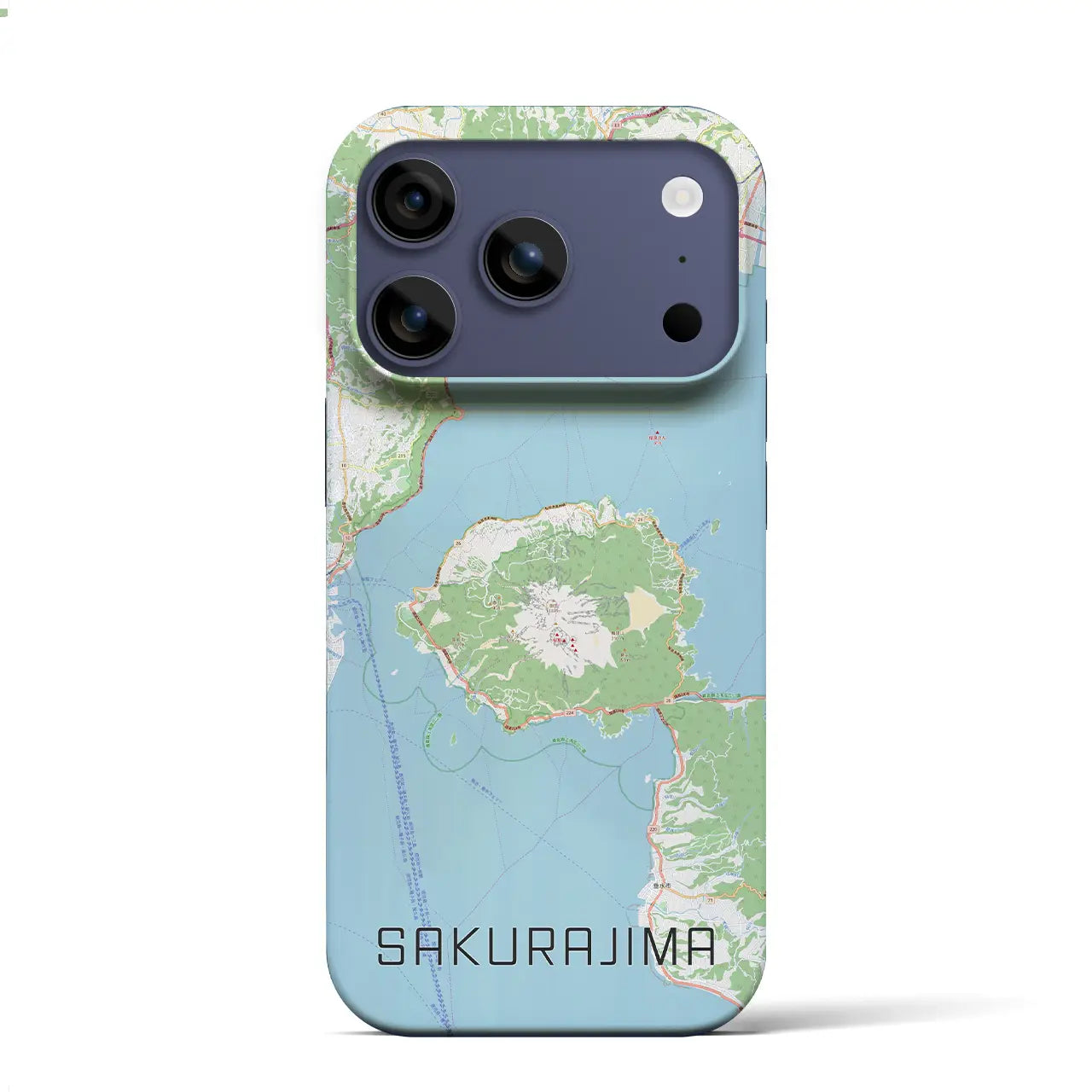 【桜島（鹿児島県）】地図柄iPhoneケース（バックカバータイプ）