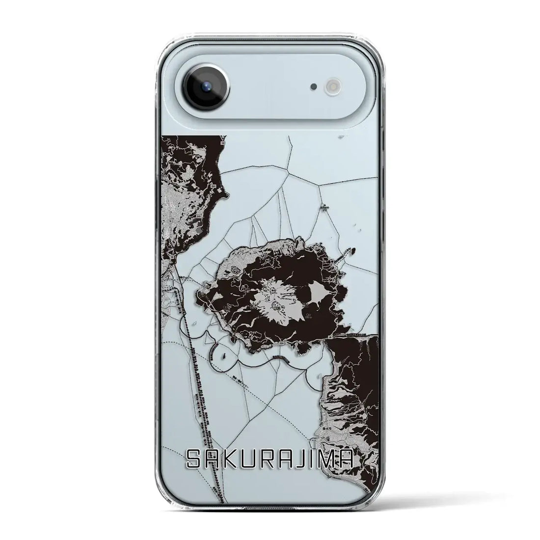 【桜島(鹿児島県)】地図柄iPhoneケース(クリアタイプ)モノトーン・iPhone 17 Pro Max 用