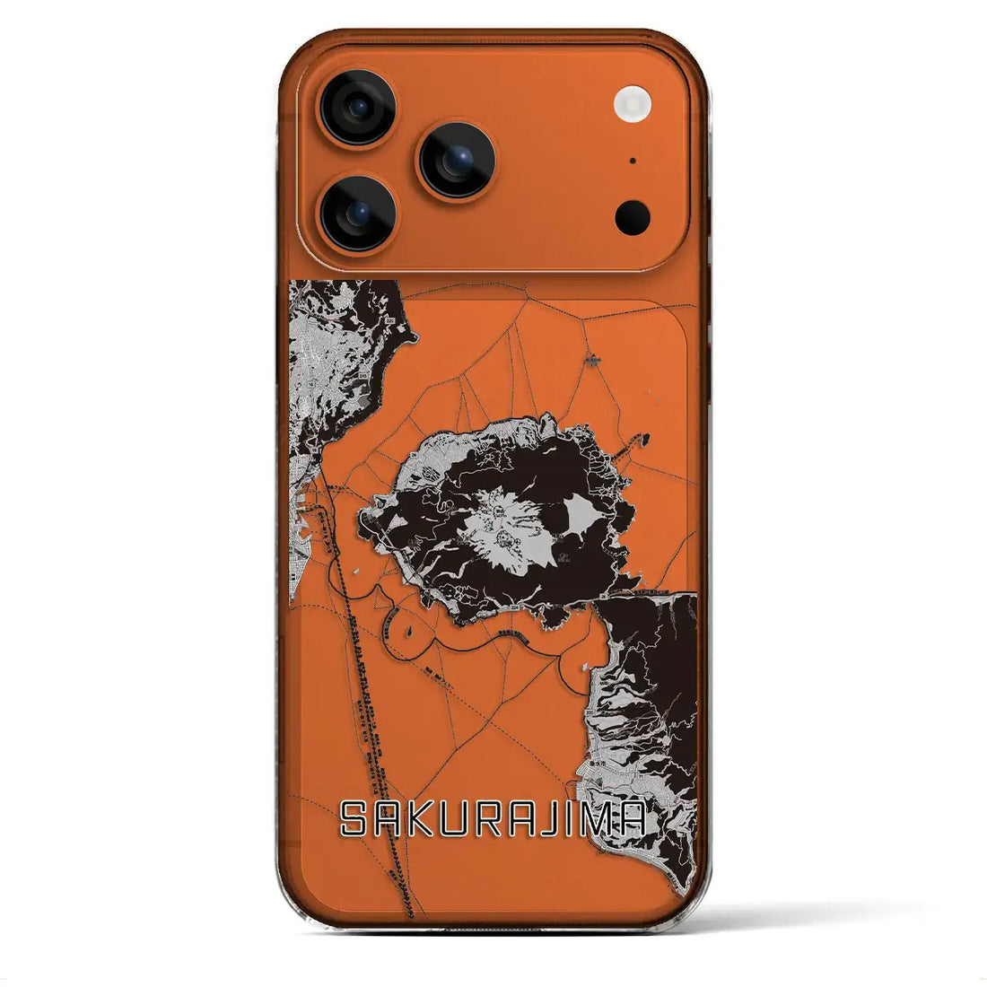 【桜島(鹿児島県)】地図柄iPhoneケース(クリアタイプ)モノトーン・iPhone 17 Pro Max 用