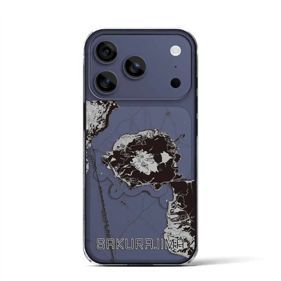【桜島（鹿児島県）】地図柄iPhoneケース（クリアタイプ）