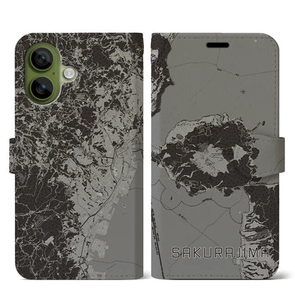 【桜島（鹿児島県）】地図柄iPhoneケース（手帳タイプ）