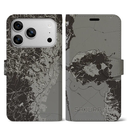 【桜島（鹿児島県）】地図柄iPhoneケース（手帳タイプ）