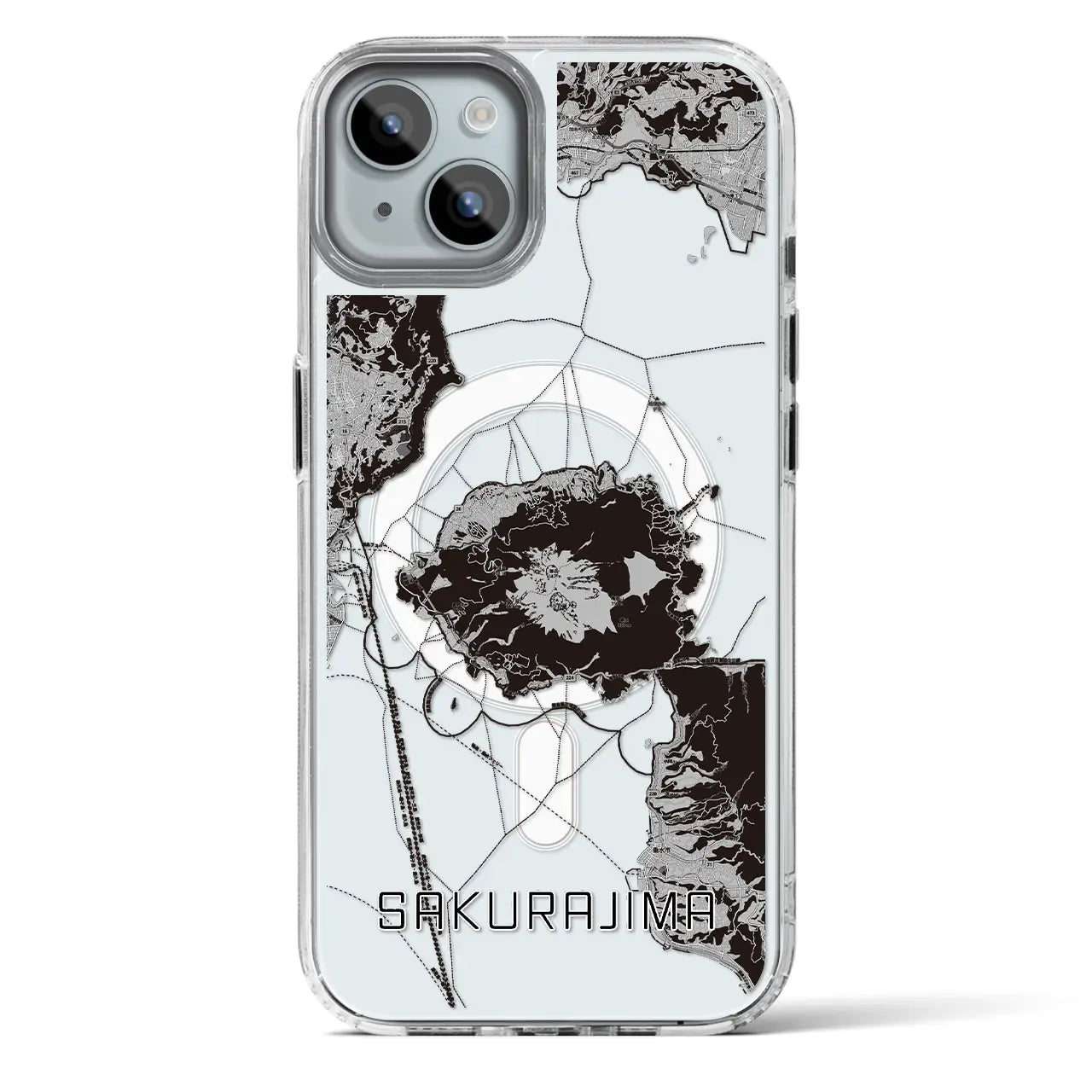 【桜島（鹿児島県）】地図柄iPhoneケース（MagSafeタイプ）