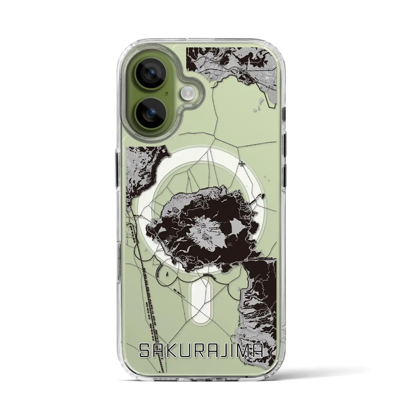 【桜島（鹿児島県）】地図柄iPhoneケース（MagSafeタイプ）