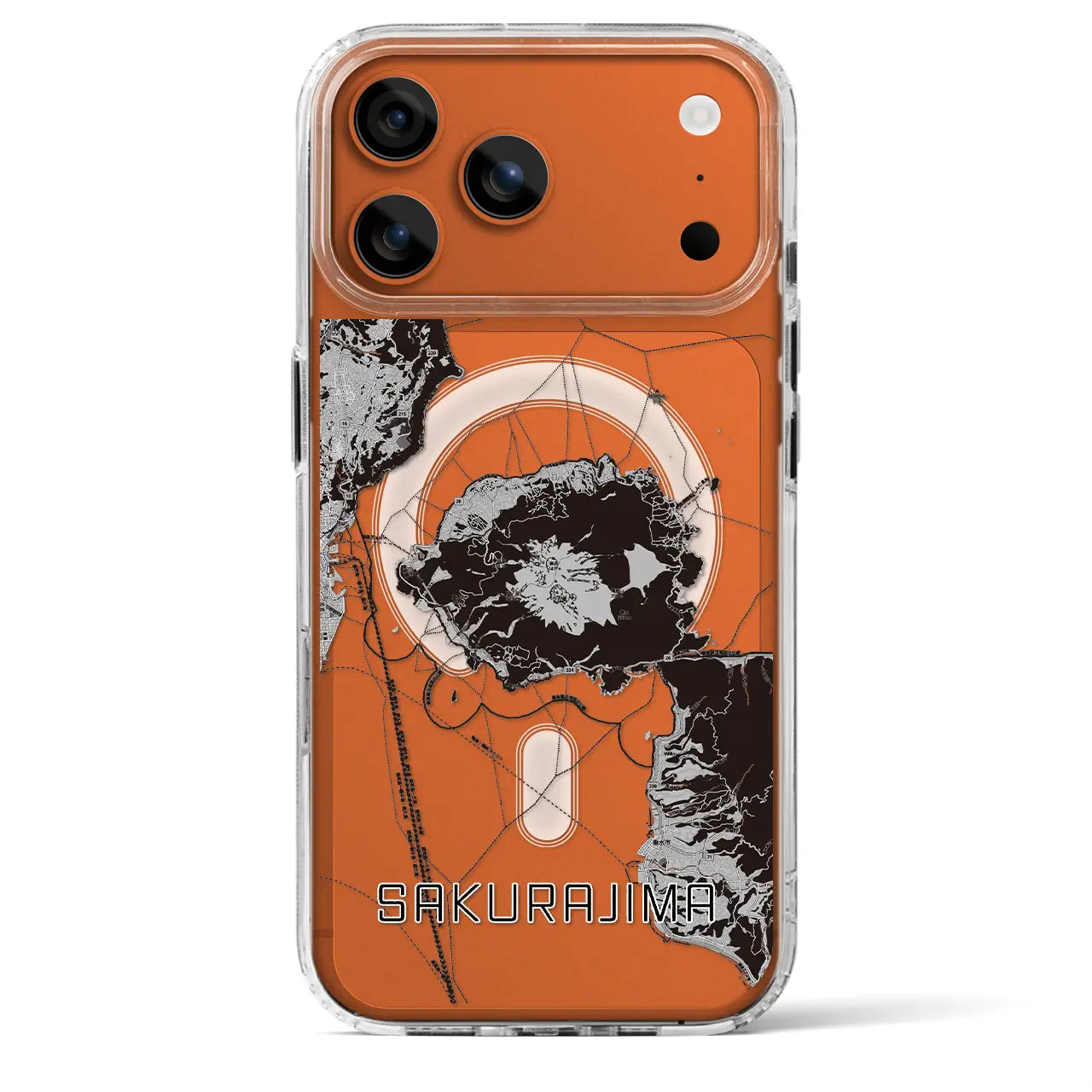 【桜島（鹿児島県）】地図柄iPhoneケース（MagSafeタイプ）