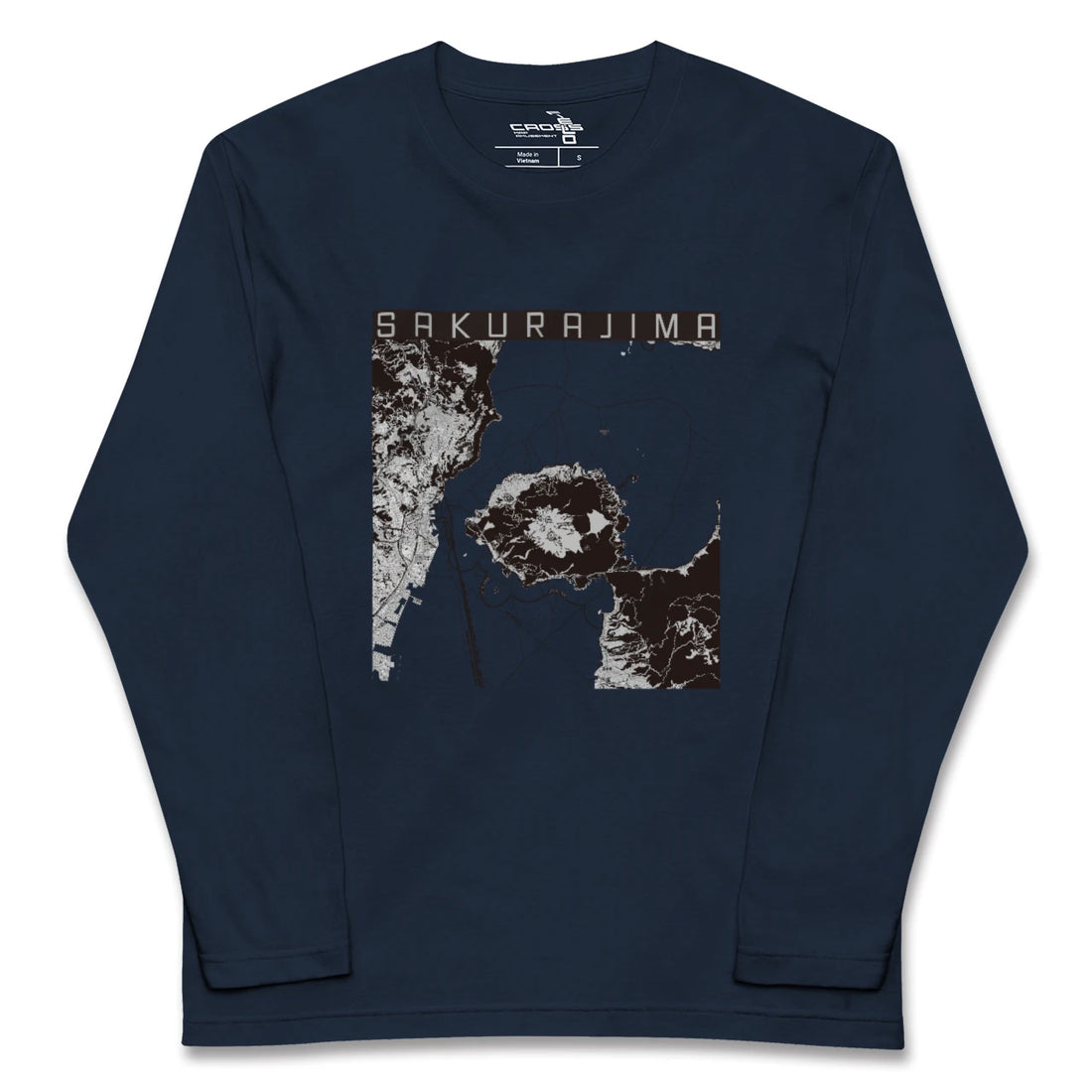 【桜島（鹿児島県）】地図柄ロングスリーブTシャツ
