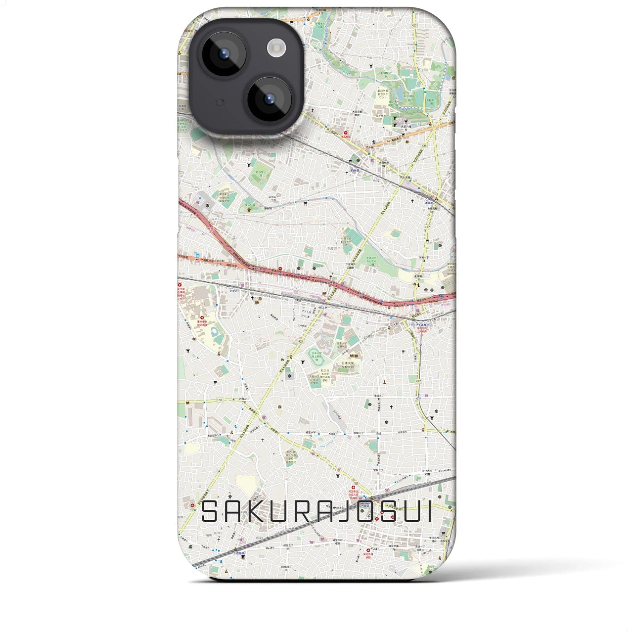 【桜上水（東京都）】地図柄iPhoneケース（バックカバータイプ）