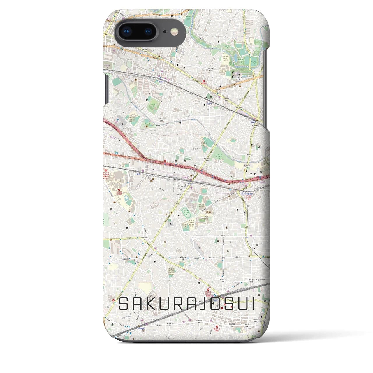 【桜上水（東京都）】地図柄iPhoneケース（バックカバータイプ）