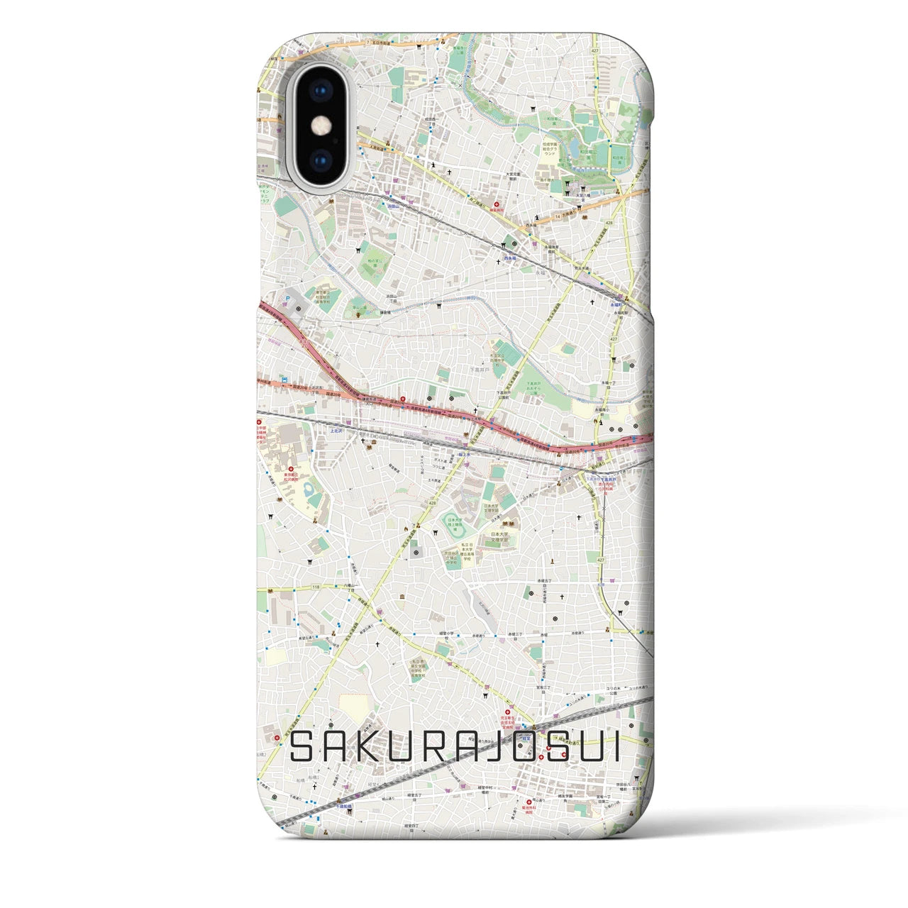 【桜上水（東京都）】地図柄iPhoneケース（バックカバータイプ）