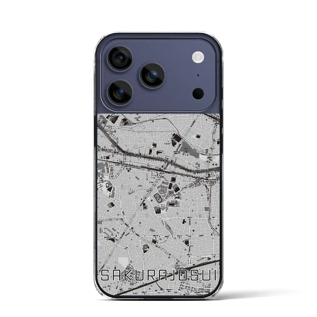 【桜上水(東京都)】地図柄iPhoneケース(クリアタイプ)モノトーン・iPhone 17 Pro Max 用