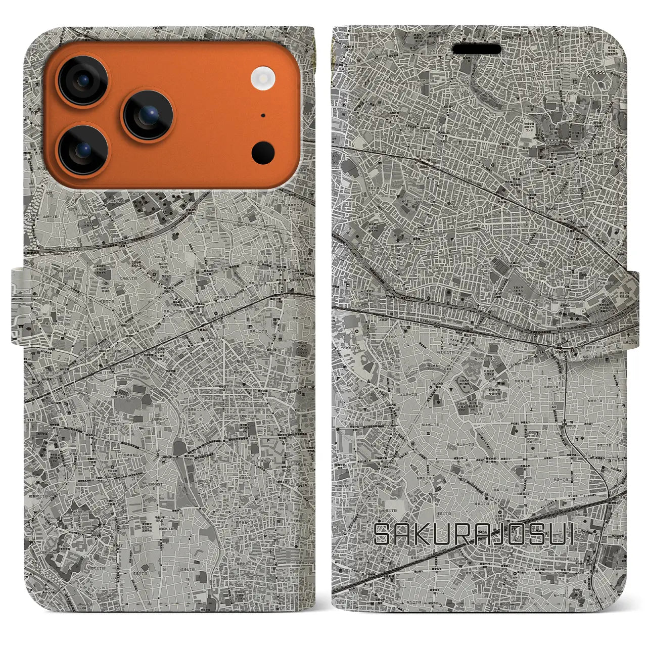 【桜上水（東京都）】地図柄iPhoneケース（手帳タイプ）