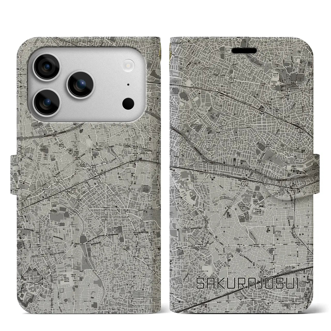 【桜上水（東京都）】地図柄iPhoneケース（手帳タイプ）