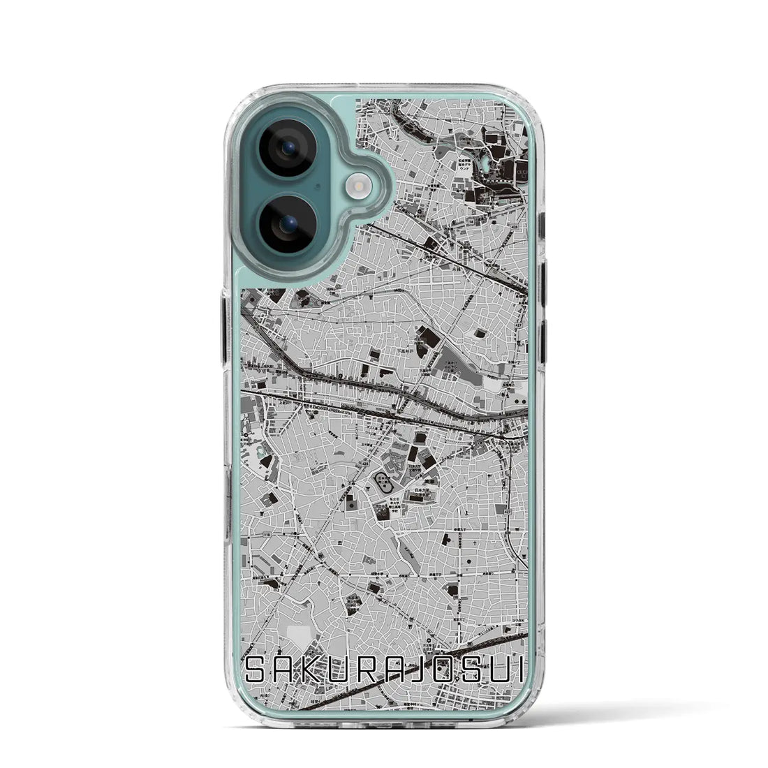 【桜上水(東京都)】地図柄iPhoneケース(MagSafeタイプ)モノトーン・iPhone 16 Pro 用