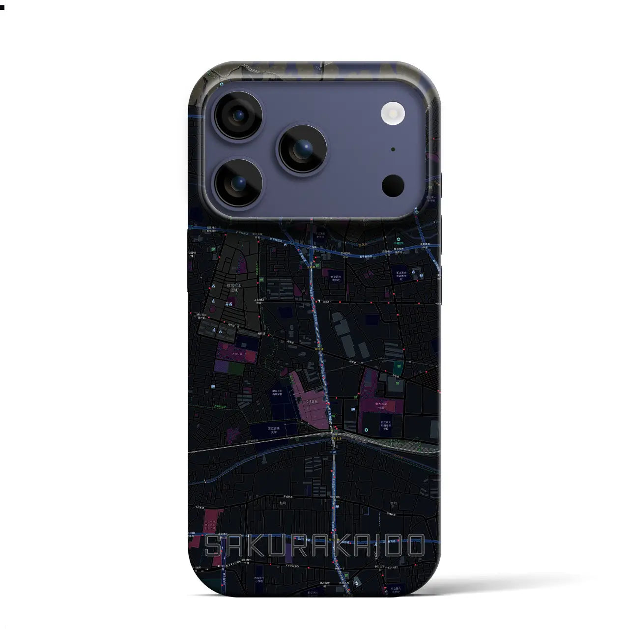 【桜街道（東京都）】地図柄iPhoneケース（バックカバータイプ）