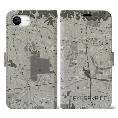 【桜街道（東京都）】地図柄iPhoneケース（手帳タイプ）