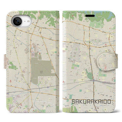 【桜街道（東京都）】地図柄iPhoneケース（手帳タイプ）