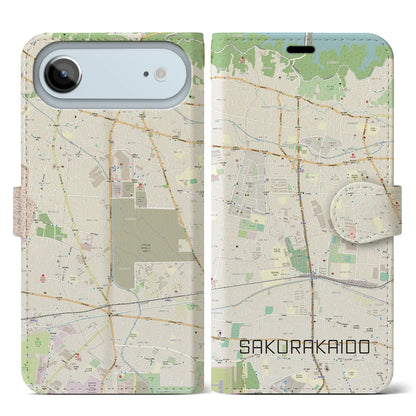 【桜街道（東京都）】地図柄iPhoneケース（手帳タイプ）
