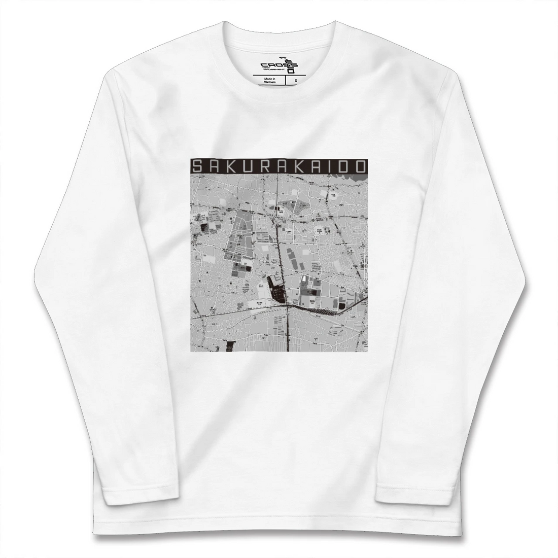 【桜街道(東京都)】地図柄ロングスリーブTシャツ