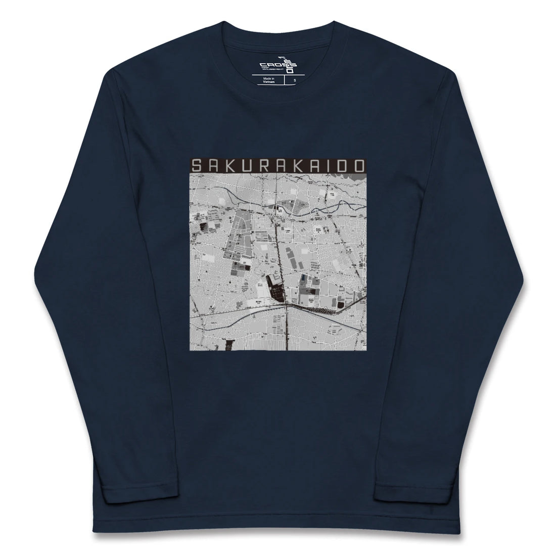 【桜街道（東京都）】地図柄ロングスリーブTシャツ