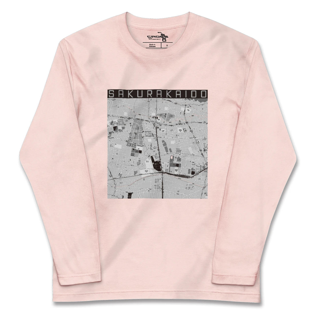 【桜街道（東京都）】地図柄ロングスリーブTシャツ