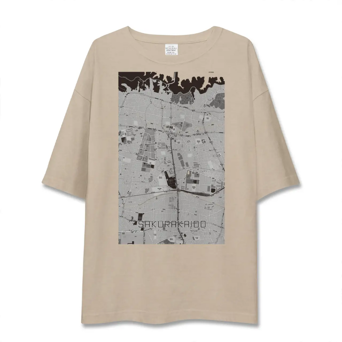 【桜街道(東京都)】地図柄ビッグシルエットTシャツ
