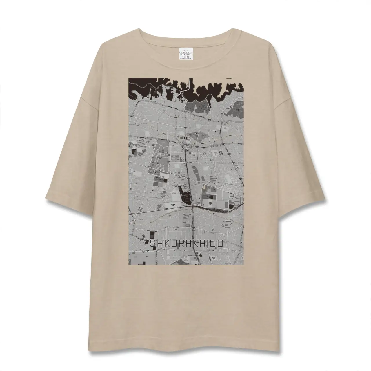 【桜街道（東京都）】地図柄ビッグシルエットTシャツ