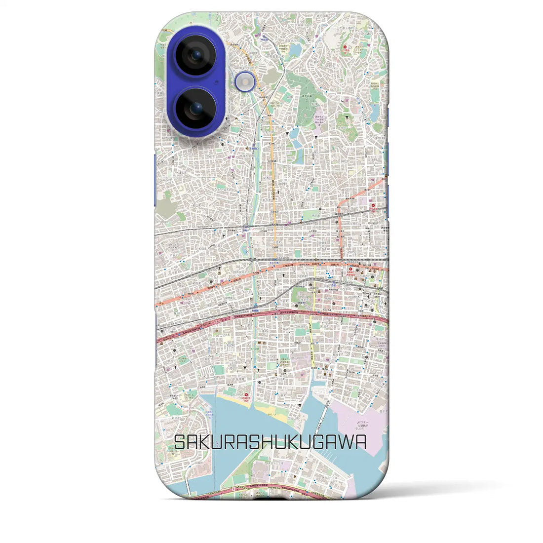 【さくら夙川(兵庫県)】地図柄iPhoneケース(バックカバータイプ)ナチュラル・iPhone 16 Pro Max 用