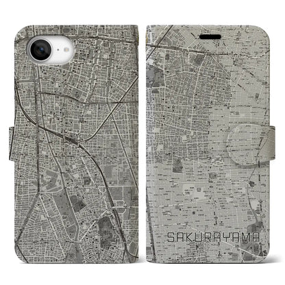 【桜山（愛知県）】地図柄iPhoneケース（手帳タイプ）